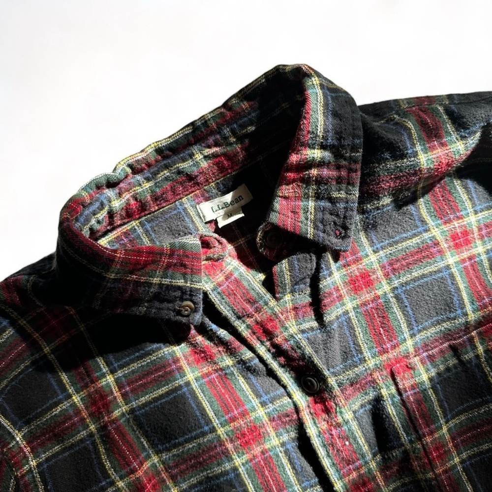 LL Bean Plaid Flannel Longsleeves Shirt Women's 100% Cotton Sz Medium - Picture 9 of 9